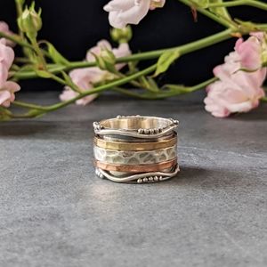 🦋LAST🦋 NWT Baizaar Sterling Silver Mixed Metal Spinner Ring